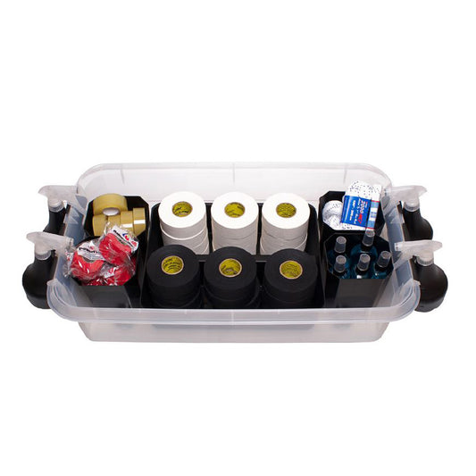 Materiaalisäilytys Hockey kannella ja pyörillä – Teipeille, naruille ja tarvikkeille